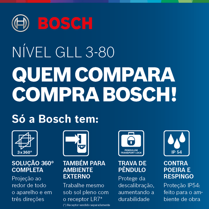 Nivel láser Bosch GLL 3-80 360° 80 metros en maletín