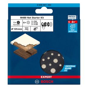 Starter kit Bosch EXPERT M480 2xG80 2XG120 2XG180 + 1 prato de borracha, 7 peças